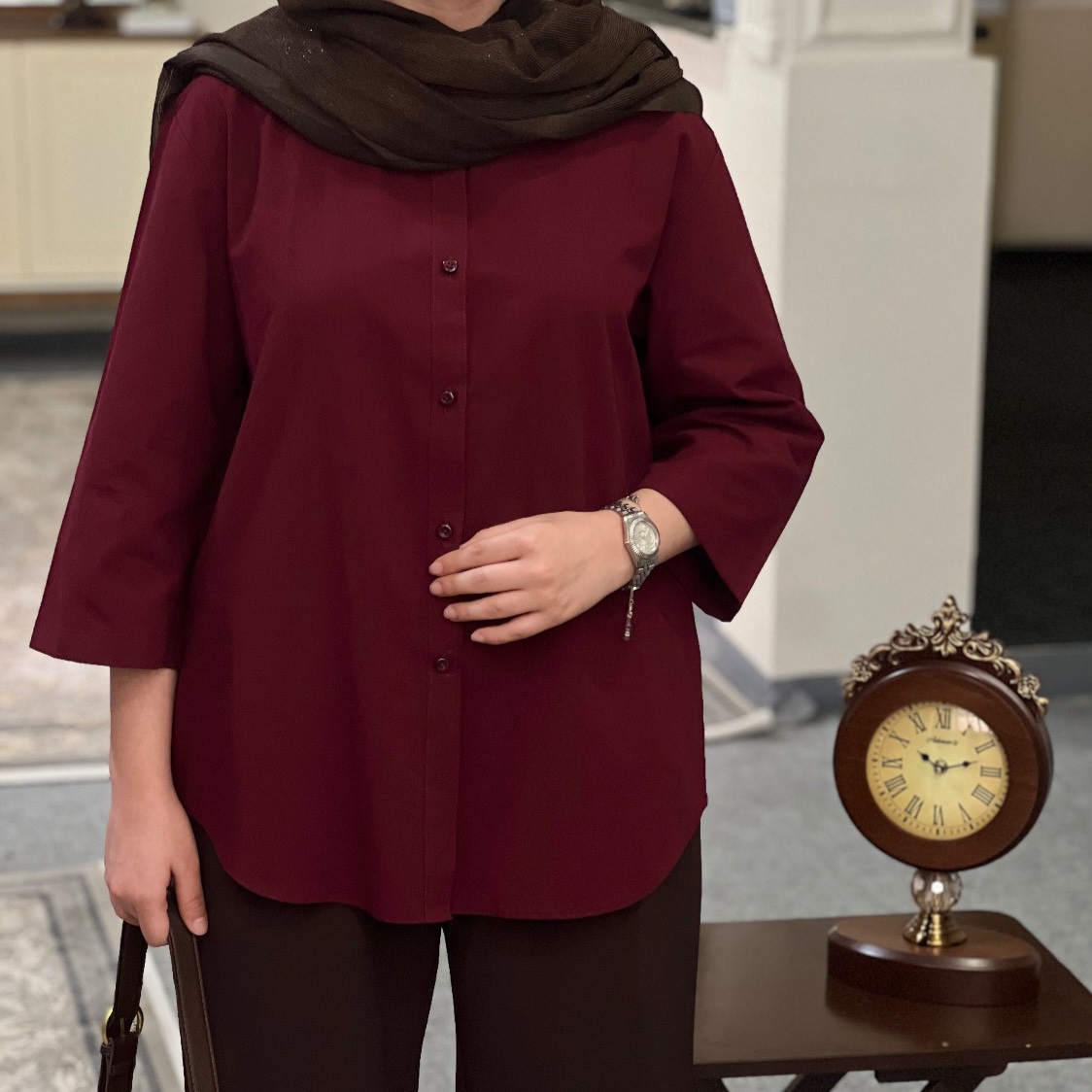 شومیز زنانه سآمو دکمه خور فری سایز