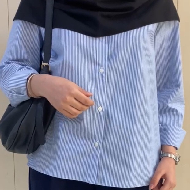 شومیز زنانه راه راه دکمه خور
