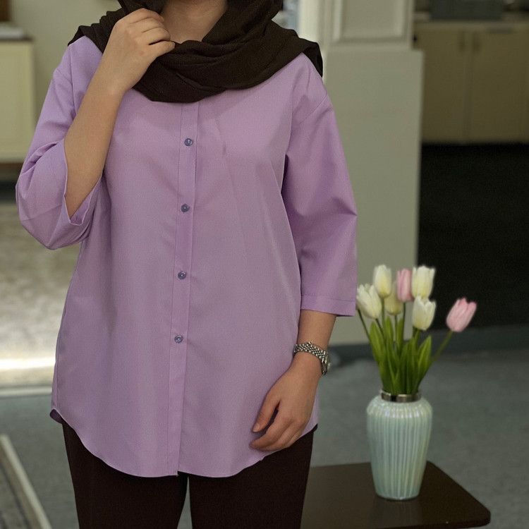 شومیز زنانه استین سه ربع دکمه خور