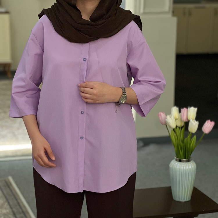شومیز زنانه استین سه ربع دکمه خور