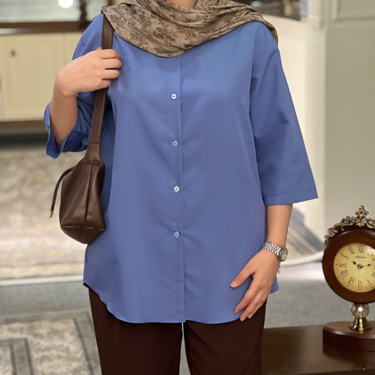 شومیز زنانه استین سه ربع دکمه خور