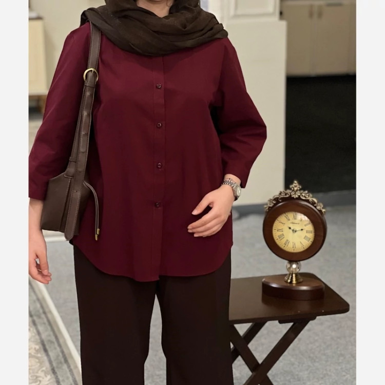 شومیز زنانه لینن آستین سه ربع