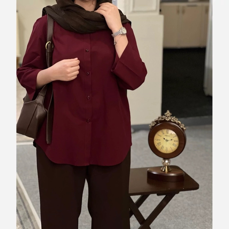 شومیز زنانه لینن آستین سه ربع