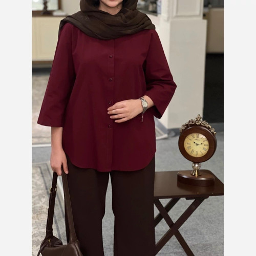 شومیز زنانه لینن آستین سه ربع