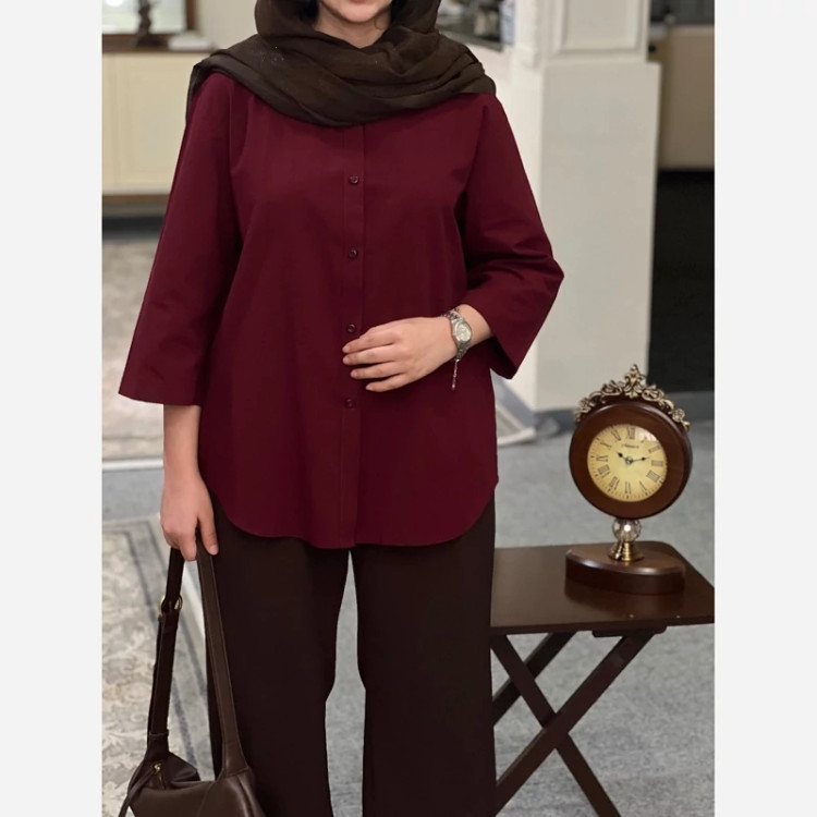 شومیز زنانه لینن آستین سه ربع