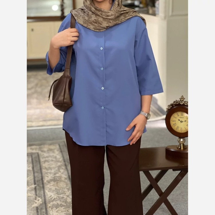شومیز زنانه آستین سه ربع فری سایز